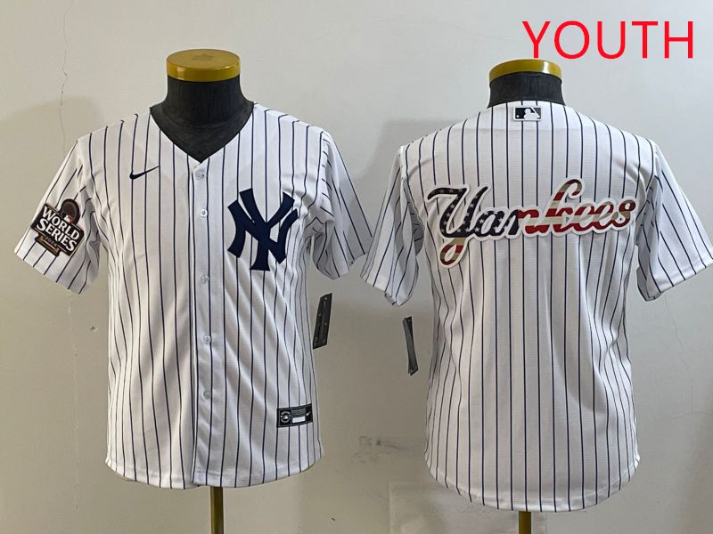 Youth New York Yankees Blank White Stripe Game 2025 Nike MLB Jersey style 26